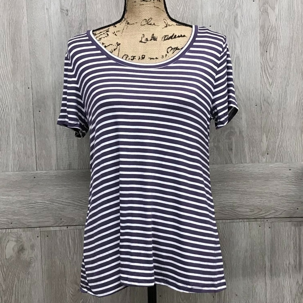 Round Neck Purple Striped Tee BB786 BB787